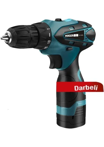 Mager Darbeli İki Akülü Şarjlı Vidalama Matkap Çantalı 24 Parça Set resmi