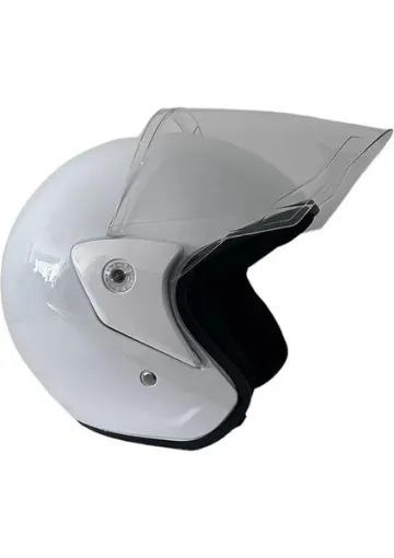 Kask Yarım Motosiklet Kaskı Yüksek Kalite - Beyaz resmi