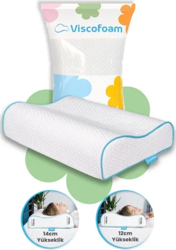 Viscofoam Yüksek Boyun Destekli Ortopedik Yastık Çift Boyun Destekli Visco Yastık resmi