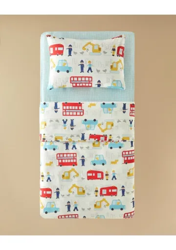 English Home City Pamuklu Çocuk Nevresim Takımı Mavi resmi