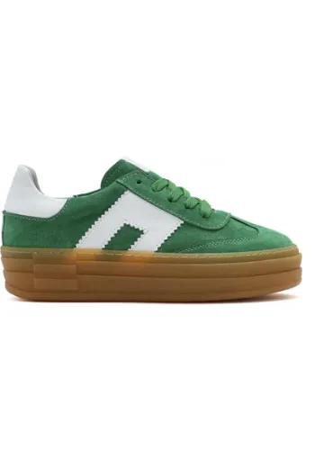 Derimod Kadın Yeşil Bağcıklı Süet Deri Sneaker 25SFD371710 resmi