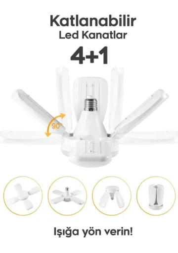 Suled Pervane LED Ampül 60W 6000 Lümen Süper Güçlü E27 Lamba A++ Beyaz Işık 4+1 resmi
