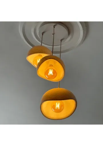 Lumiere Beton Görünümlü Iskandinav &bohem Tarz 3’lü Sarkıt Avize -Profesyonel Tasarım,gün Işığı Ampul Içerir resmi