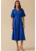 Seçil Kadın Düğme Detaylı Volan Kol Midi Elbise - Saks Mavi resmi