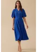 Seçil Kadın Düğme Detaylı Volan Kol Midi Elbise - Saks Mavi resmi