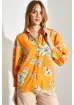 Shade Kadın Çiçek Desenli Salaş Keten Gömlek resmi