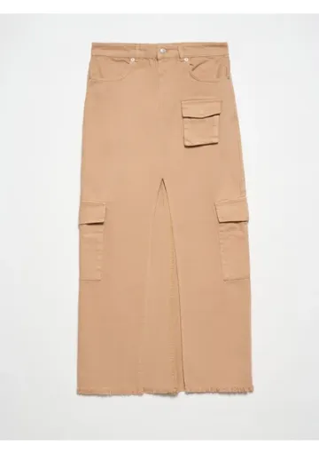 Dilvin 80879 Kargo Cepli Uzun Etek-Bej resmi