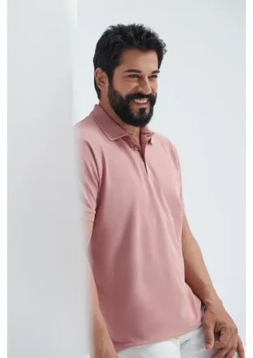 Altınyıldız Classics ALTINYILDIZ CLASSICS Erkek Gül Kurusu %100 Pamuk Kıvrılmaz Polo Yaka Slim Fit Dar Kesim Tişört resmi