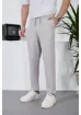 Valiberta Hafif ve Nefes Alabilir Erkek Diagonal Dokulu Beli Lastikli Pantolon - Gri resmi