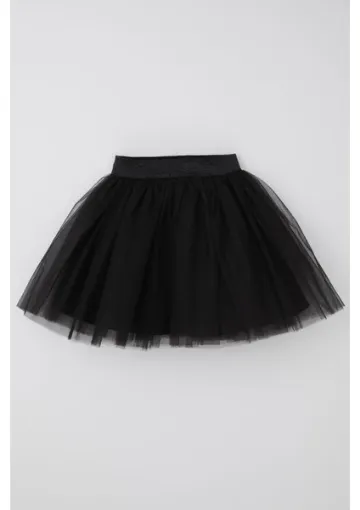 Breeze Kız Çocuk Tütü Etek Simli Beli Lastikli 5-10 Yaş, Siyah resmi