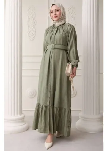 Ebru Yiğit Hakim Yaka Düğmeli Elbise resmi