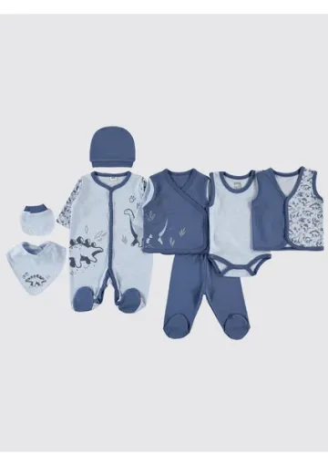 Civil Baby Erkek Bebek 8'li Zıbın Takımları 0-1 Ay Indigo resmi