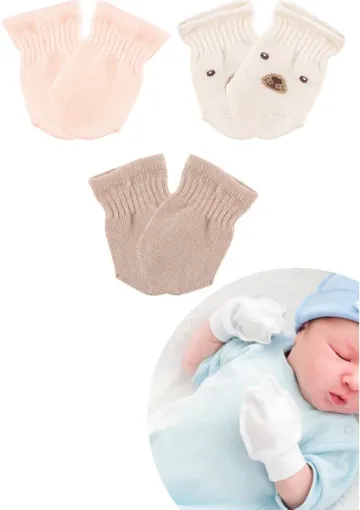 Bross Bebek 3lü Pamuklu Ayıcıklı Eldiven ONL-02622 resmi