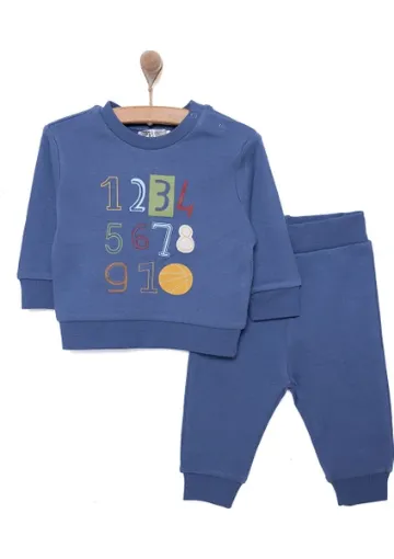 HelloBaby Basic Erkek Sayı Baskılı Eşofman Takımı Erkek Bebek resmi